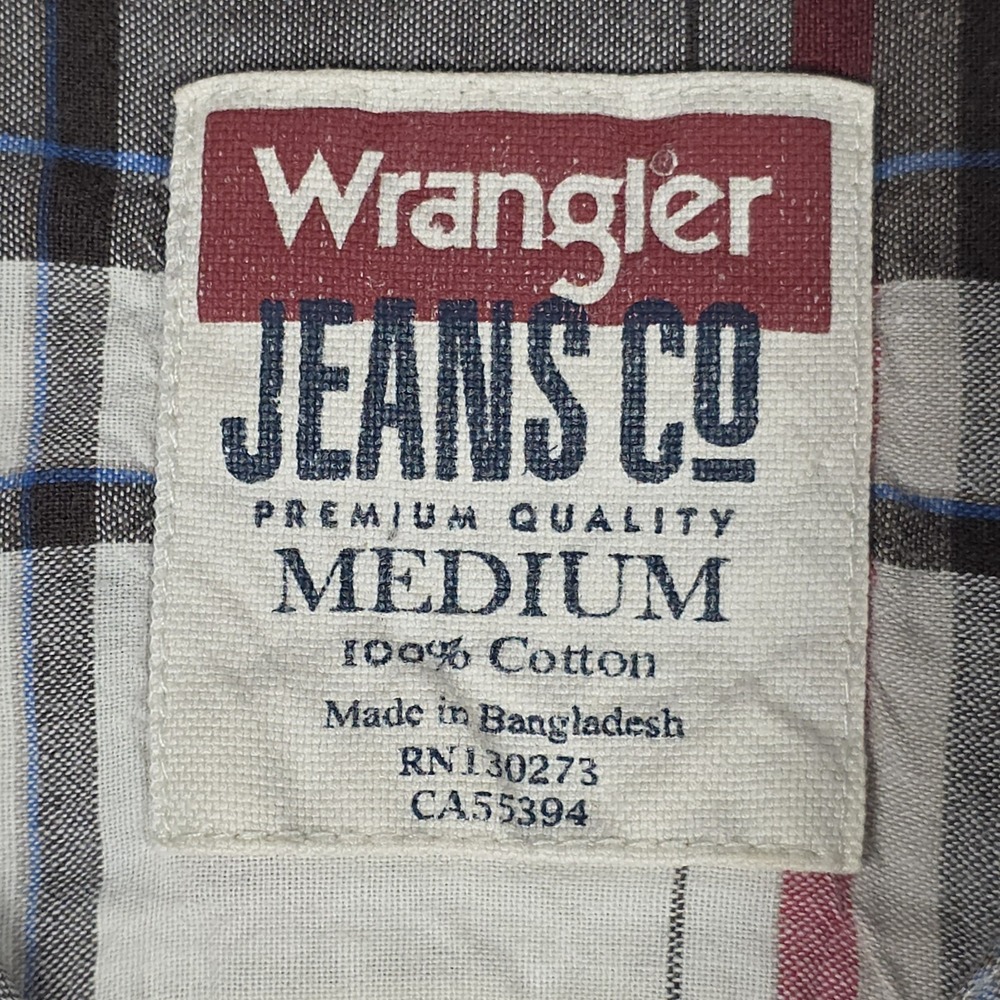 Wrangler‎ Men's Plaid Shirt M Brown Red Button Down 100% Cotton Western Thin - Picture 7 of 16